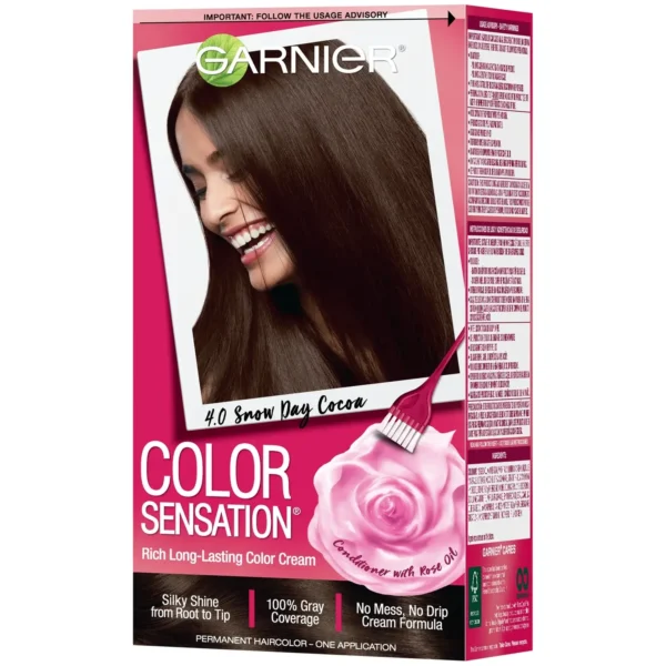 Garnier Color Sensation Hair Color Cream, 4.0 Snow Day Cocoa - Image 10