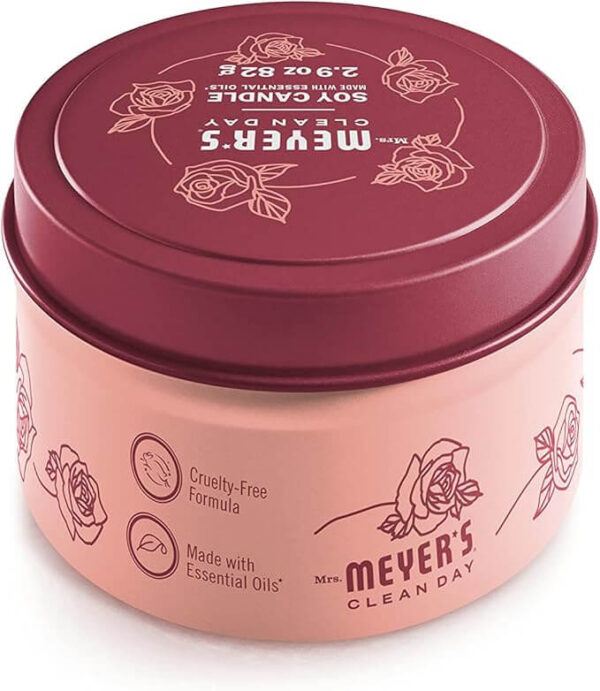 Mrs.Meyer's Soy Tin Candle Rose 2.9 oz - Image 3
