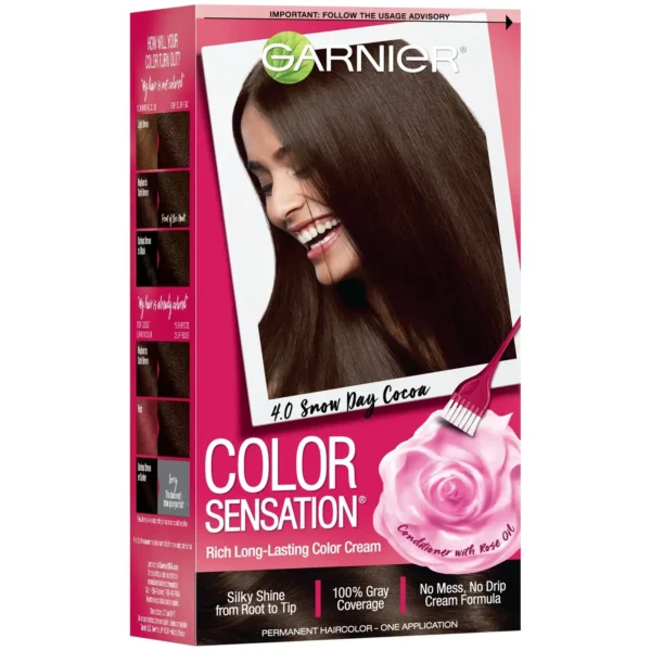 Garnier Color Sensation Hair Color Cream, 4.0 Snow Day Cocoa - Image 9