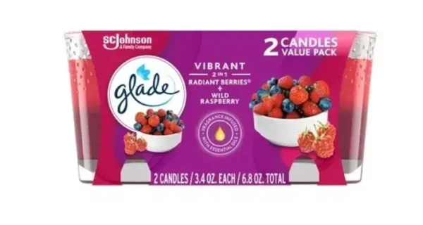 Glade Radiant Berries & Wild Raspberries Twin Pack Candle 3.4 oz